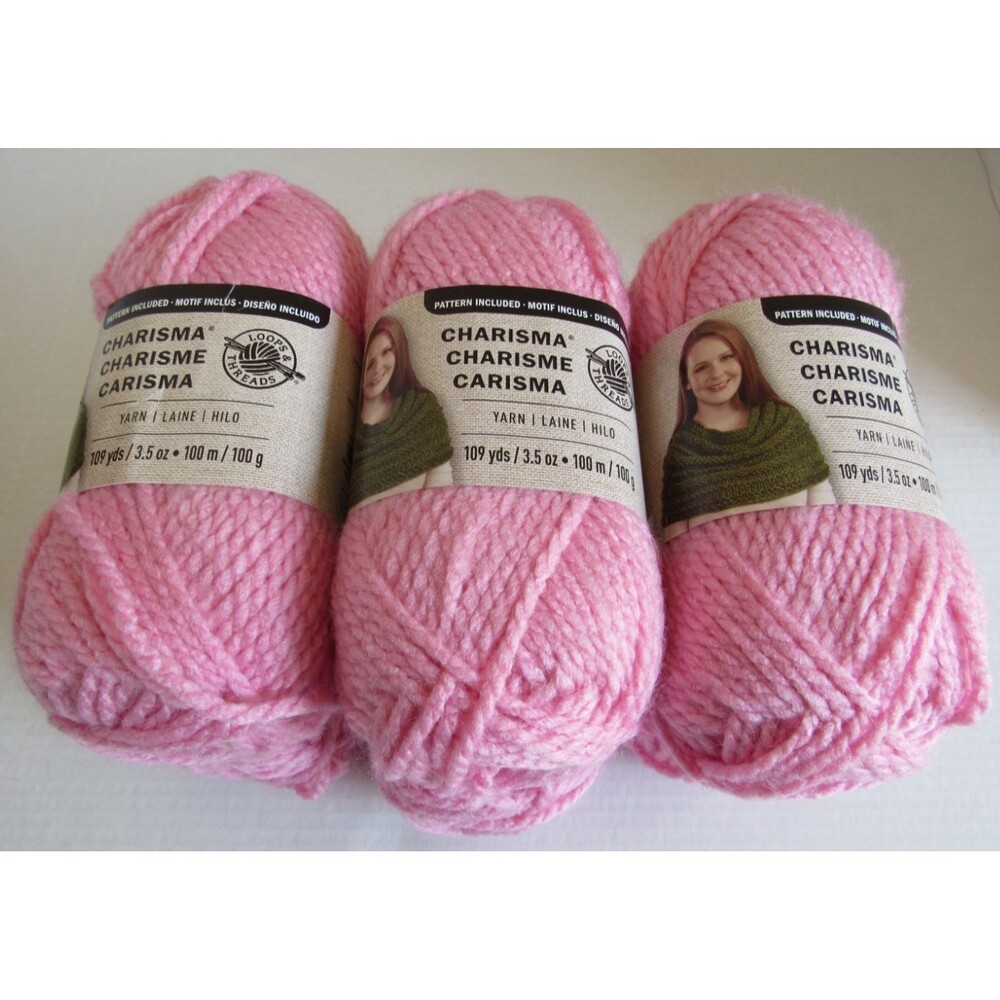 Loops & Threads Charisma Yarn Lot of 6 Think Pink J26 Bulky #5 100g 109 yds